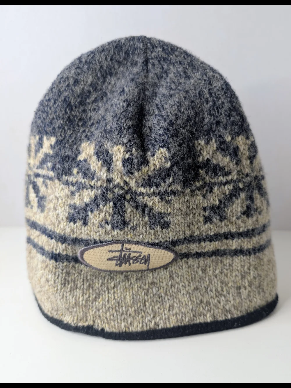 Stussy Vintage 90's Fair Isle Snowflake Knit Beanie Hat